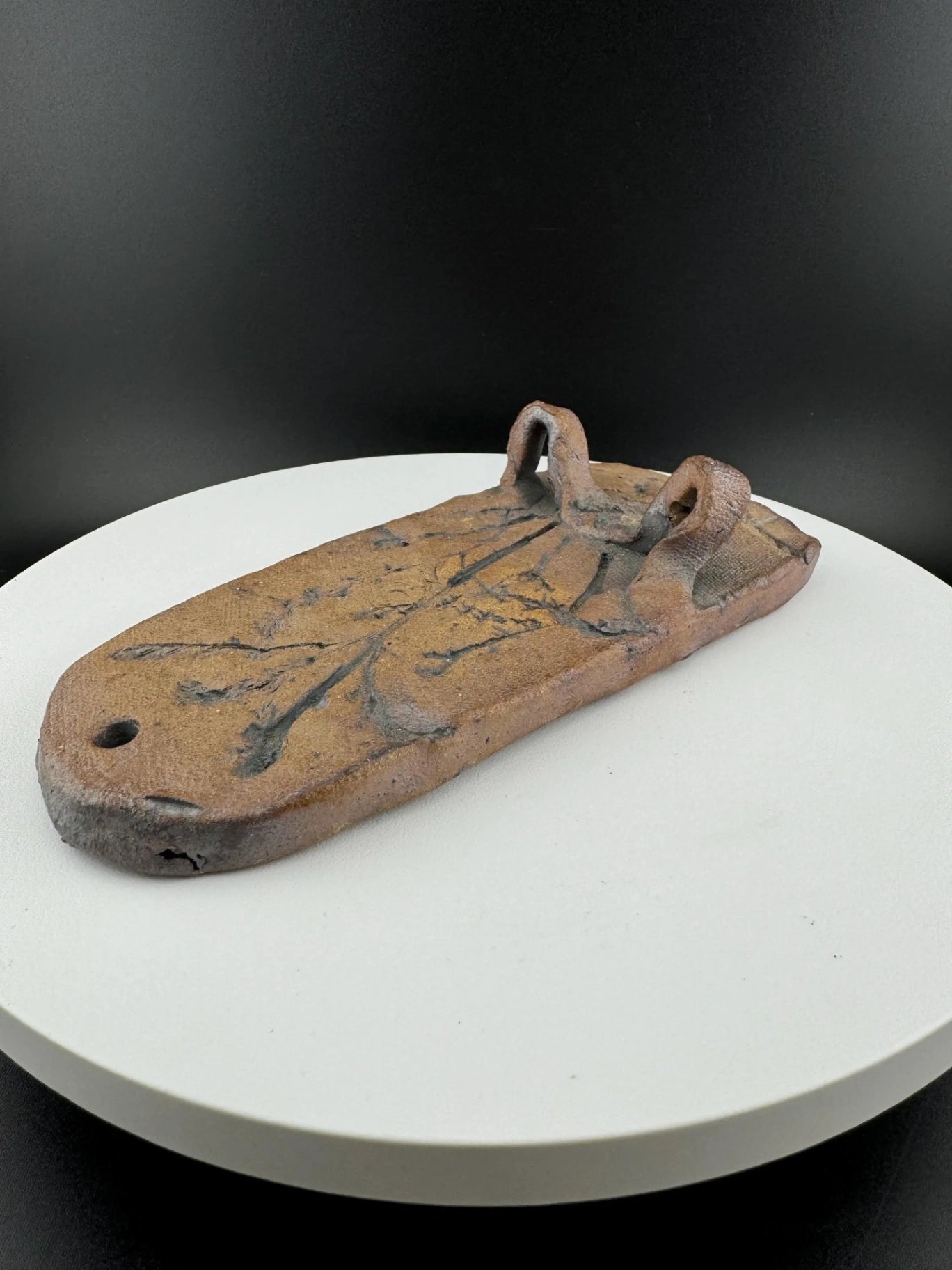 Handmade Pressed Flower Pottery Piece