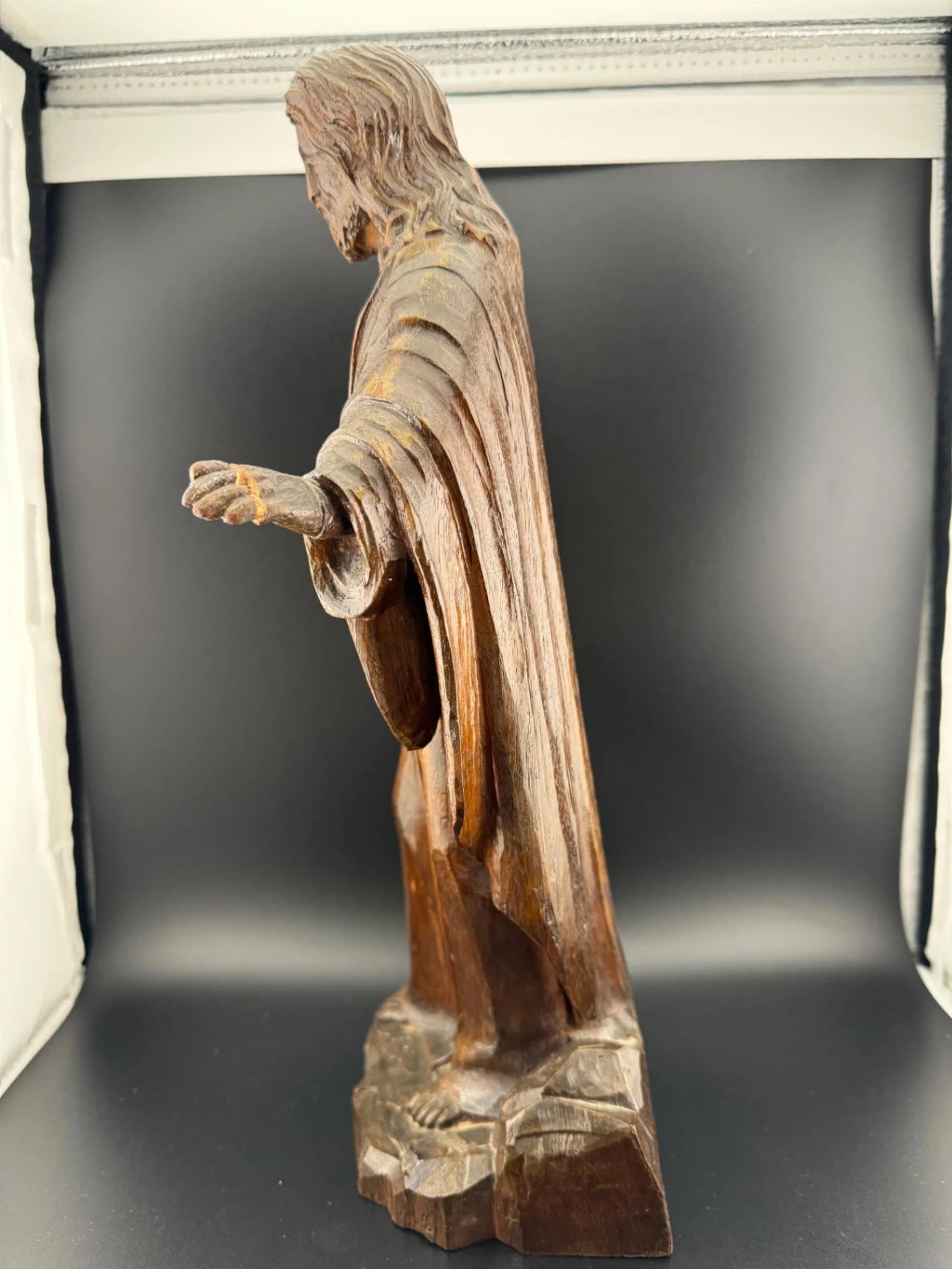 Antique German Carved Wood Jesus Statue