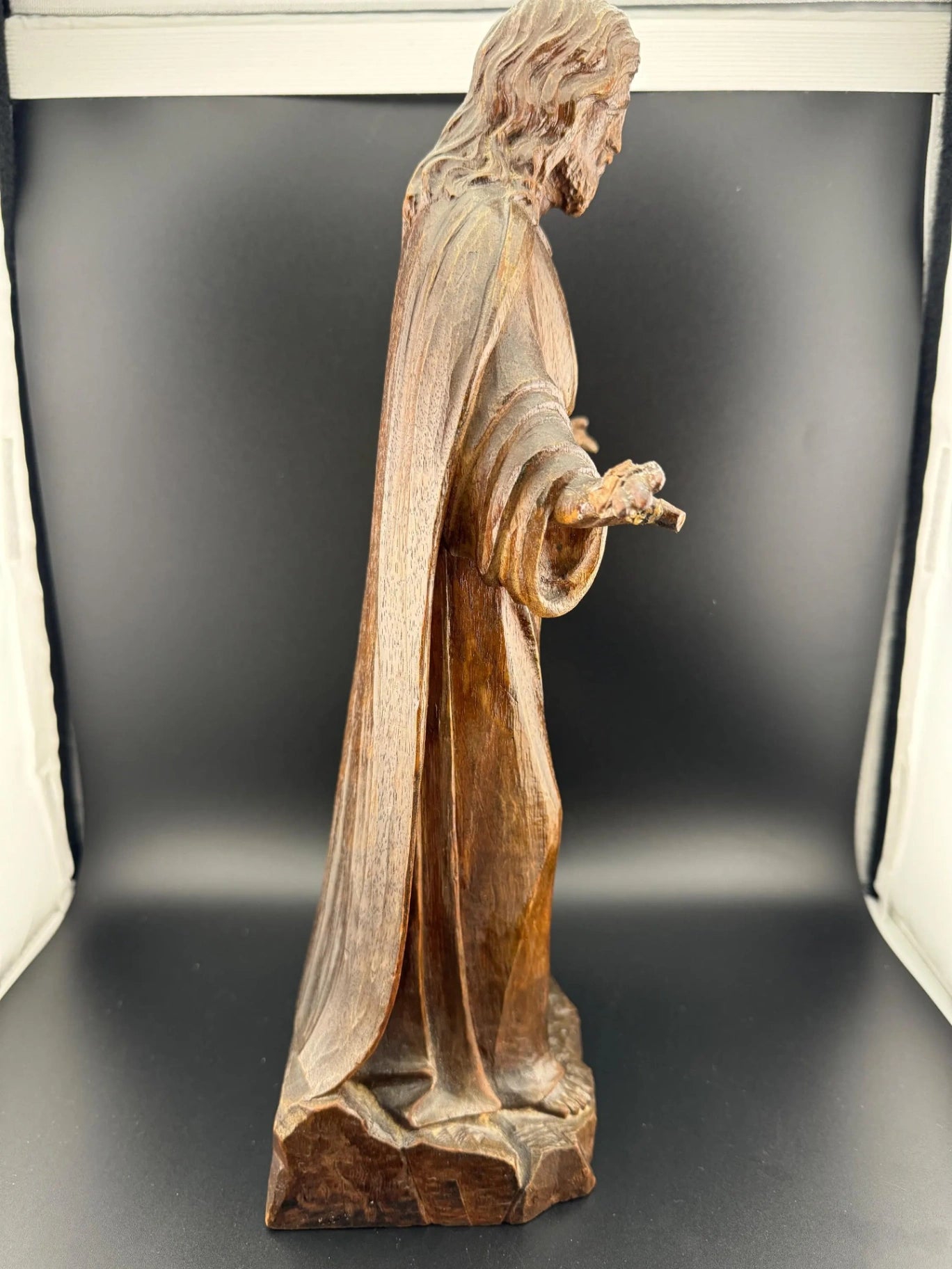Antique German Carved Wood Jesus Statue