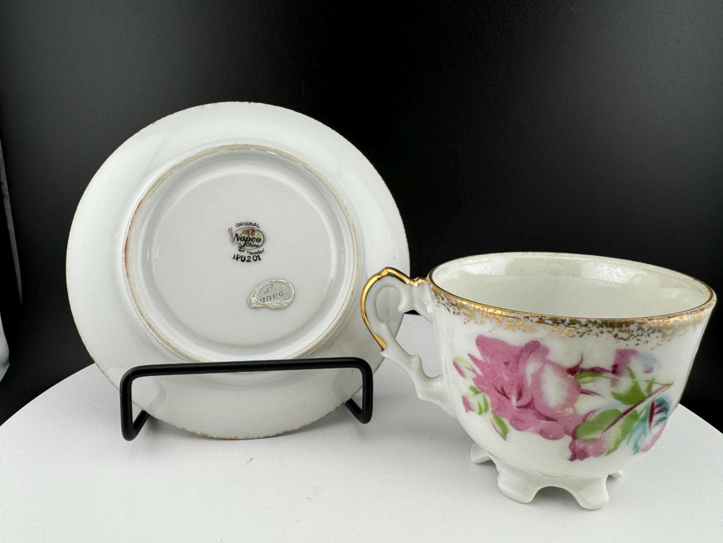 Vintage Napco Hand Painted Miniature Tea Cup & Saucer