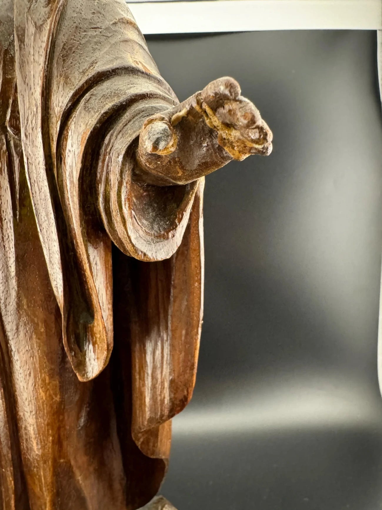Antique German Carved Wood Jesus Statue