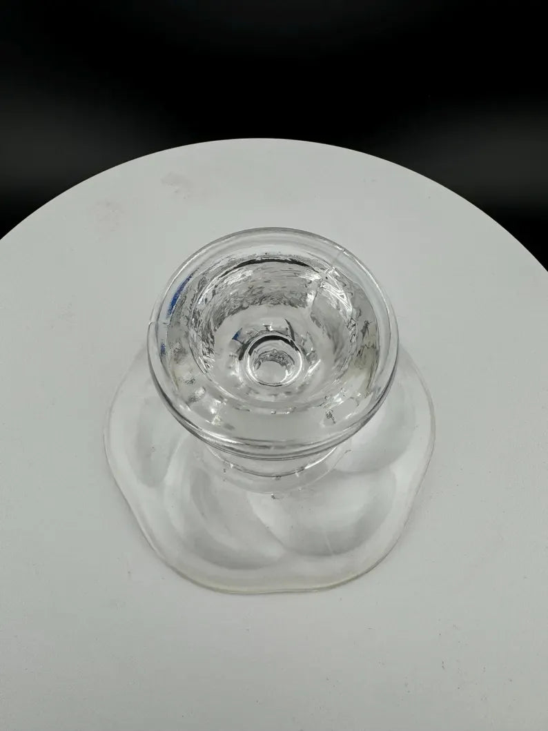 Vintage Nuutajarvi 1793 Wartsila Finland Water Lily Candlestick Holder