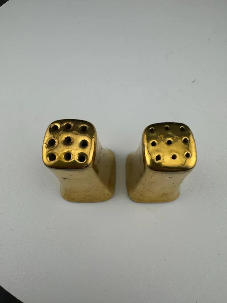 Vintage Gold Miniature Salt & Pepper Shakers