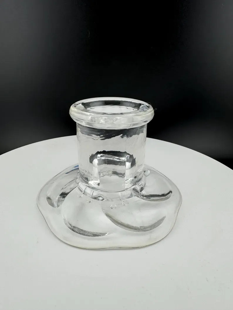 Vintage Nuutajarvi 1793 Wartsila Finland Water Lily Candlestick Holder