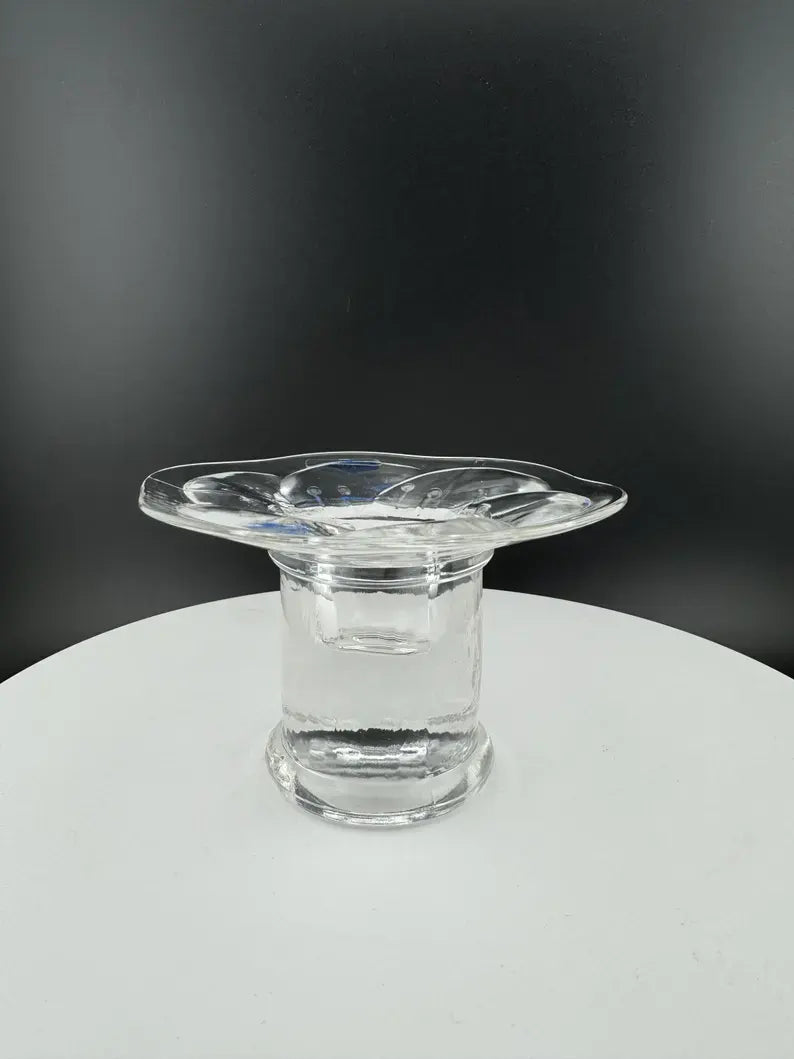 Vintage Nuutajarvi 1793 Wartsila Finland Water Lily Candlestick Holder