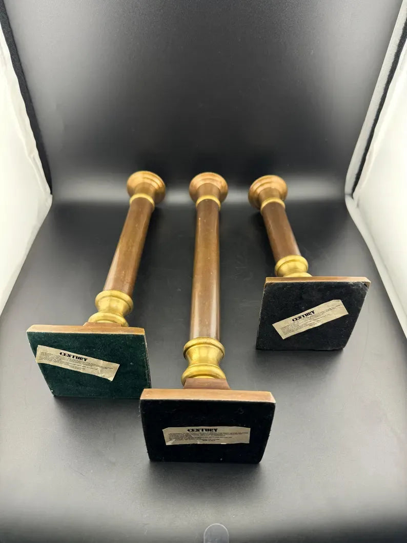 Set of Three Century Two-Tone Brass Taper Candlesticks