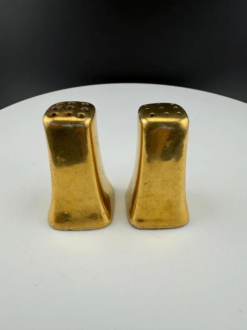 Vintage Gold Miniature Salt & Pepper Shakers