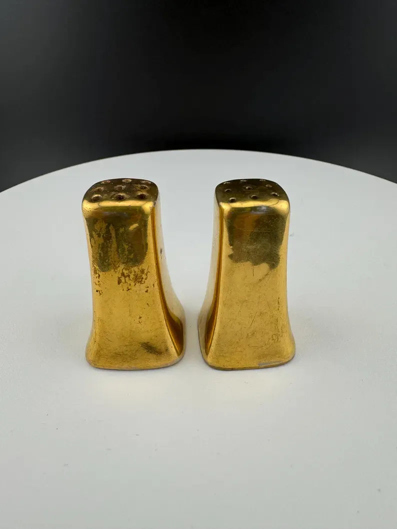 Vintage Gold Miniature Salt & Pepper Shakers