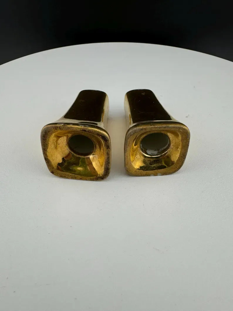 Vintage Gold Miniature Salt & Pepper Shakers
