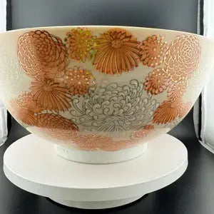 Fujita Kutani Orange Chrysanthemum Serving Bowl - 10"
