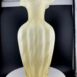 Vintage Yellow & White Swirl Fenton Vase