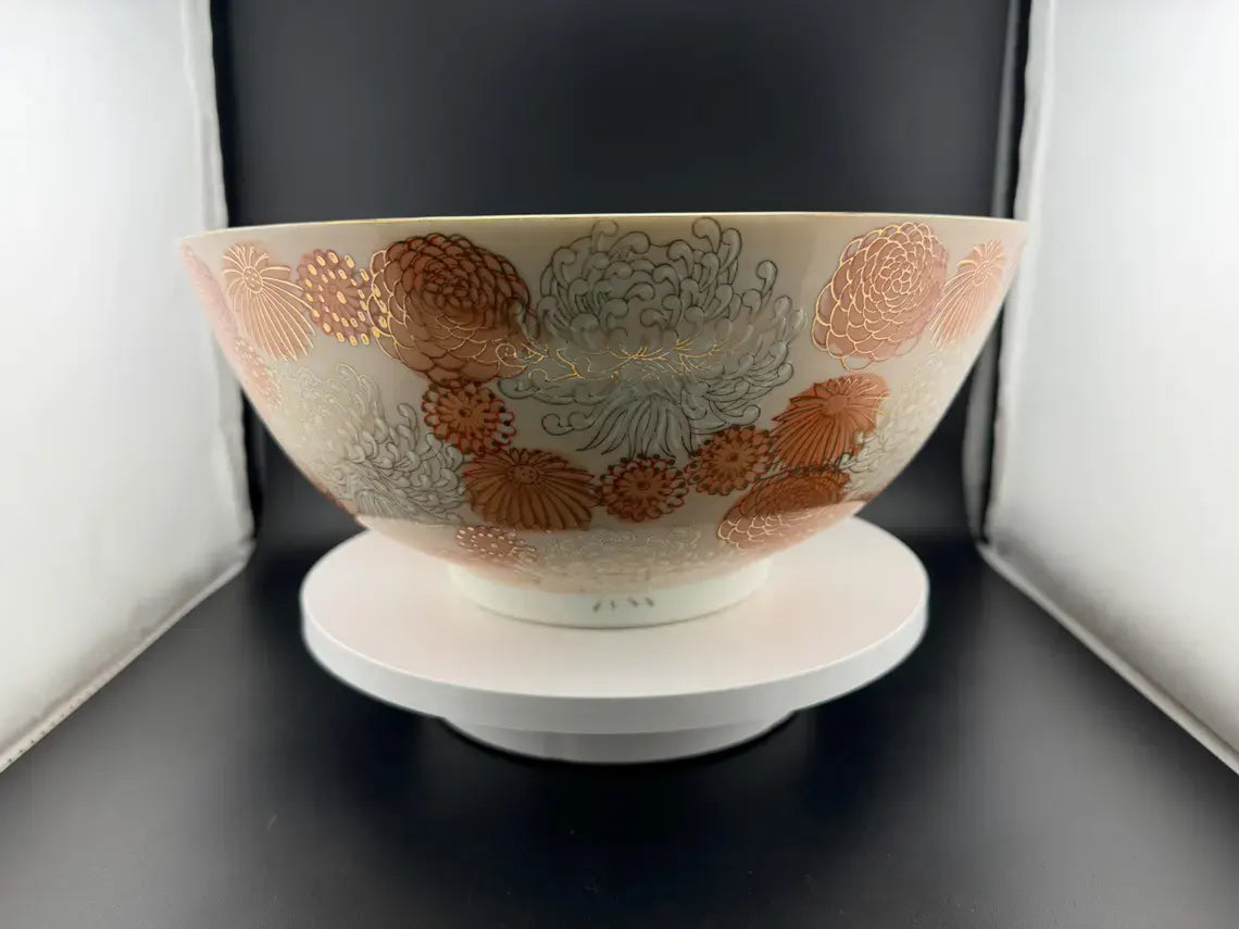 Fujita Kutani Orange Chrysanthemum Serving Bowl - 10"