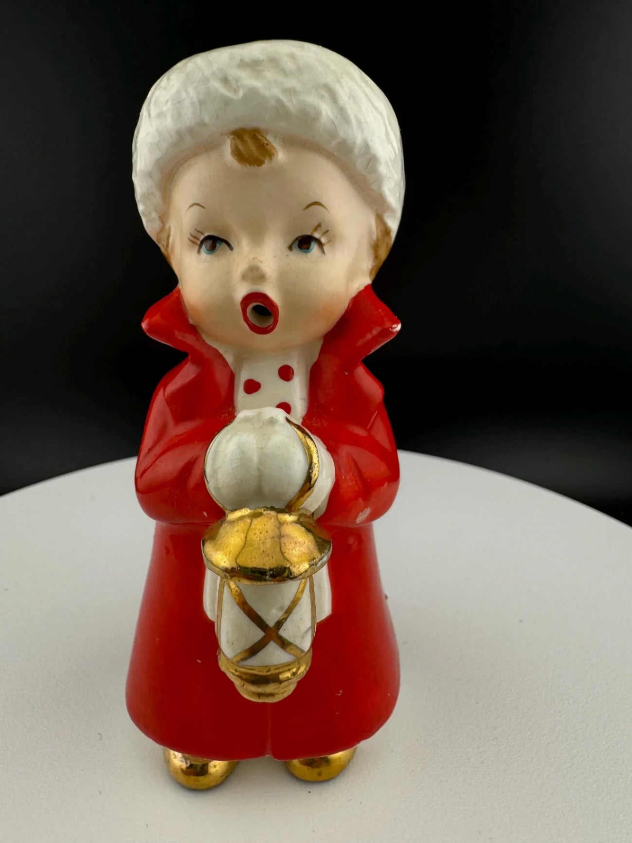Vintage Pair of Open-Mouthed Caroler Figurines