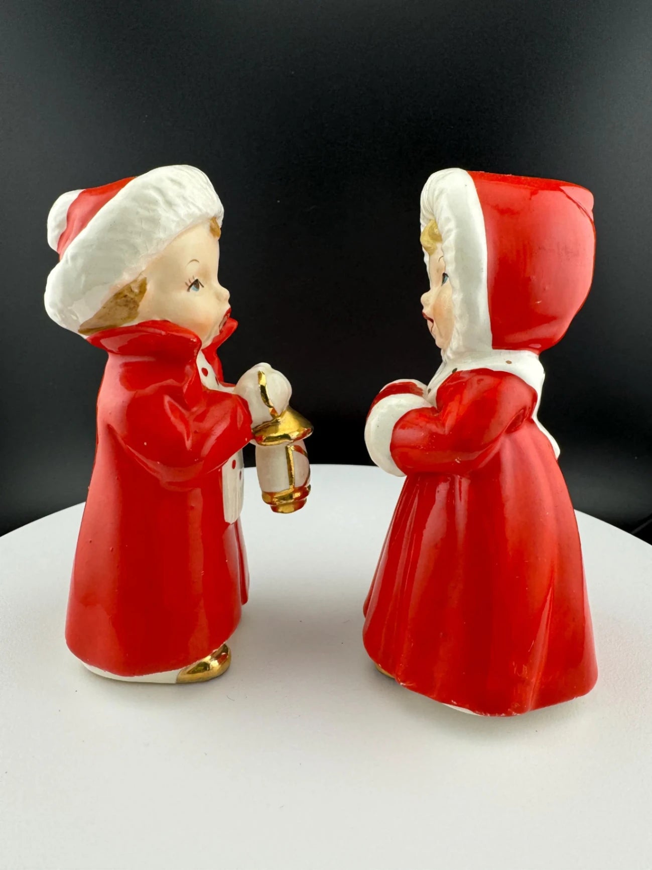 Vintage Pair of Open-Mouthed Caroler Figurines