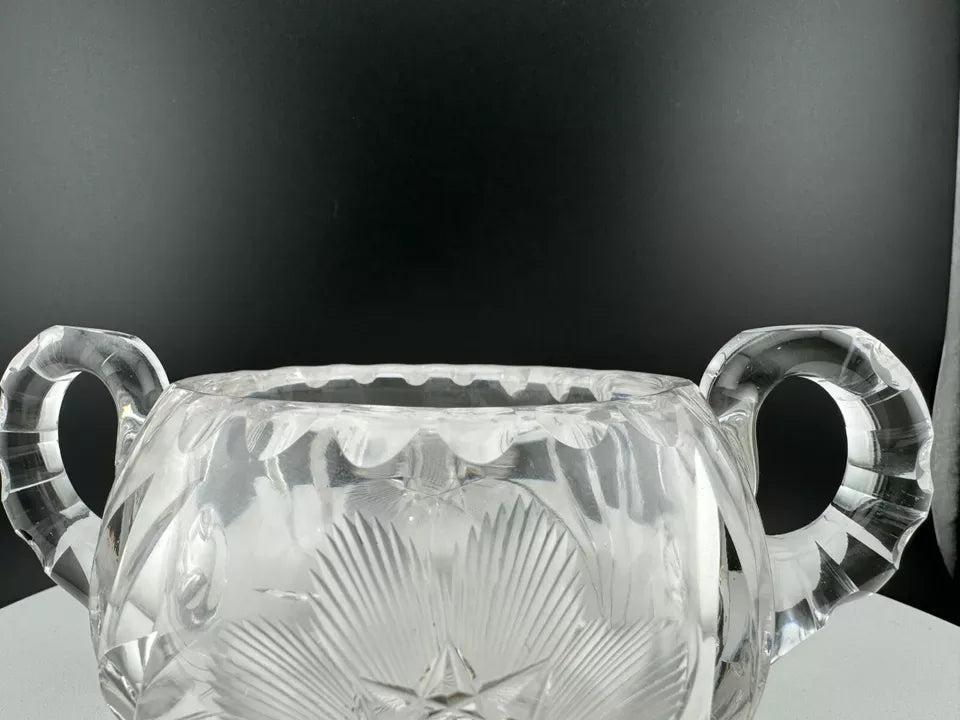 Crystal Star of David Pattern Creamer and Sugar Bowl Set