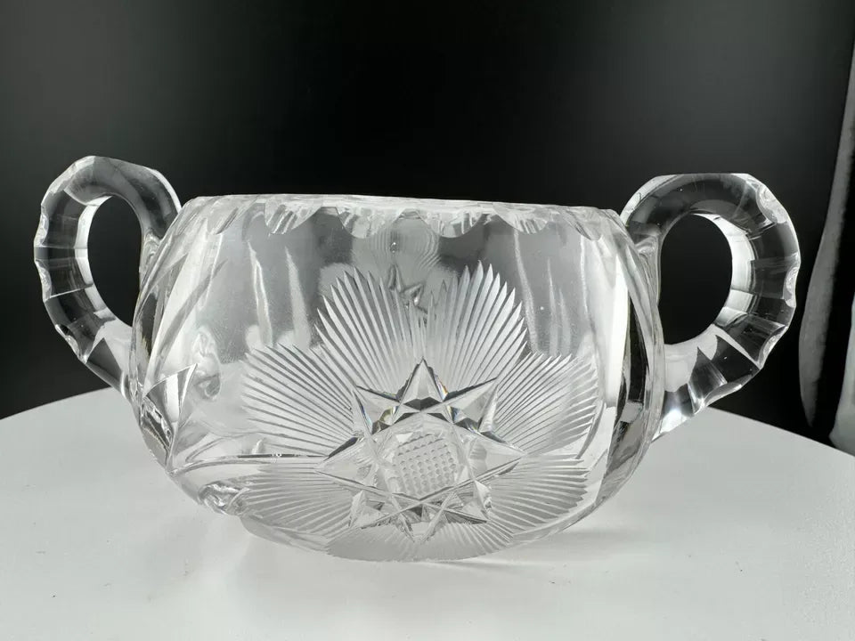 Crystal Star of David Pattern Creamer and Sugar Bowl Set