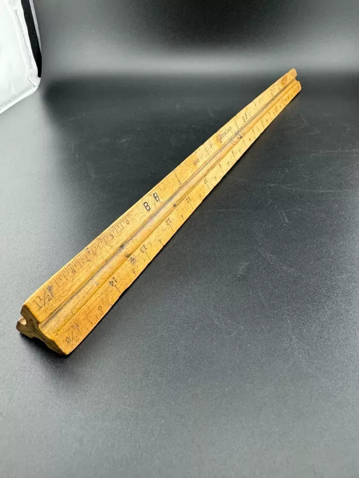 Vintage 3-Sided Wooden Ruler K&E School Quality