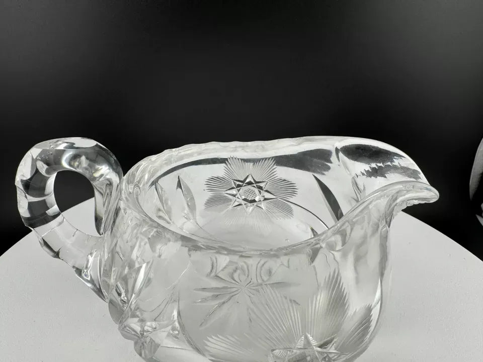 Crystal Star of David Pattern Creamer and Sugar Bowl Set