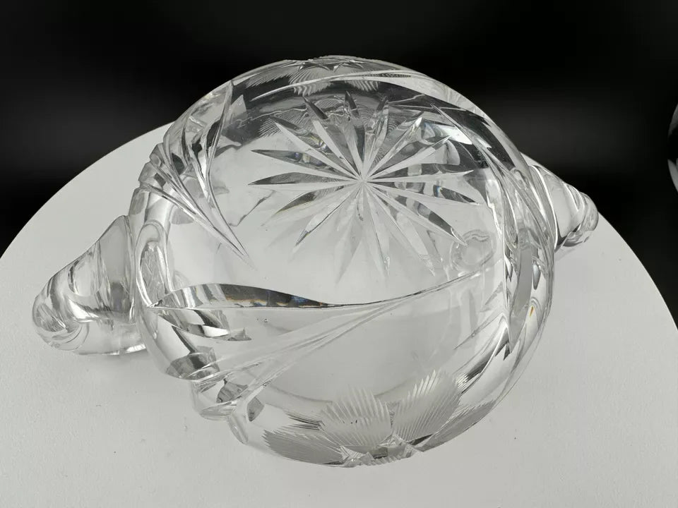 Crystal Star of David Pattern Creamer and Sugar Bowl Set