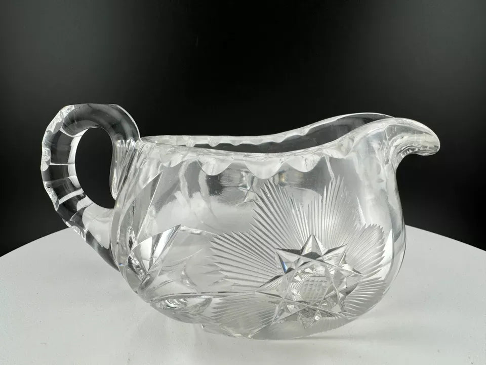 Crystal Star of David Pattern Creamer and Sugar Bowl Set