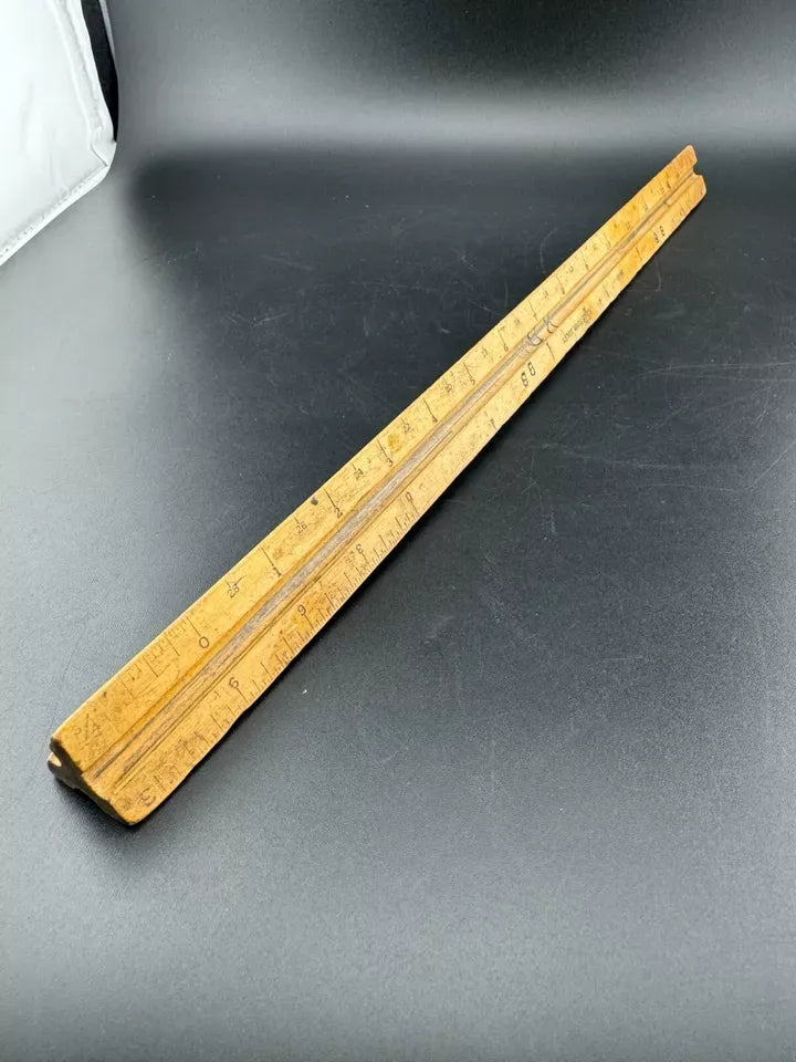 Vintage 3-Sided Wooden Ruler K&E School Quality