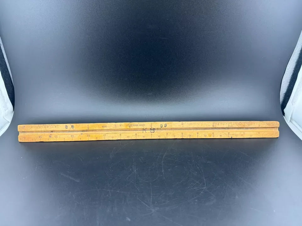 Vintage 3-Sided Wooden Ruler K&E School Quality