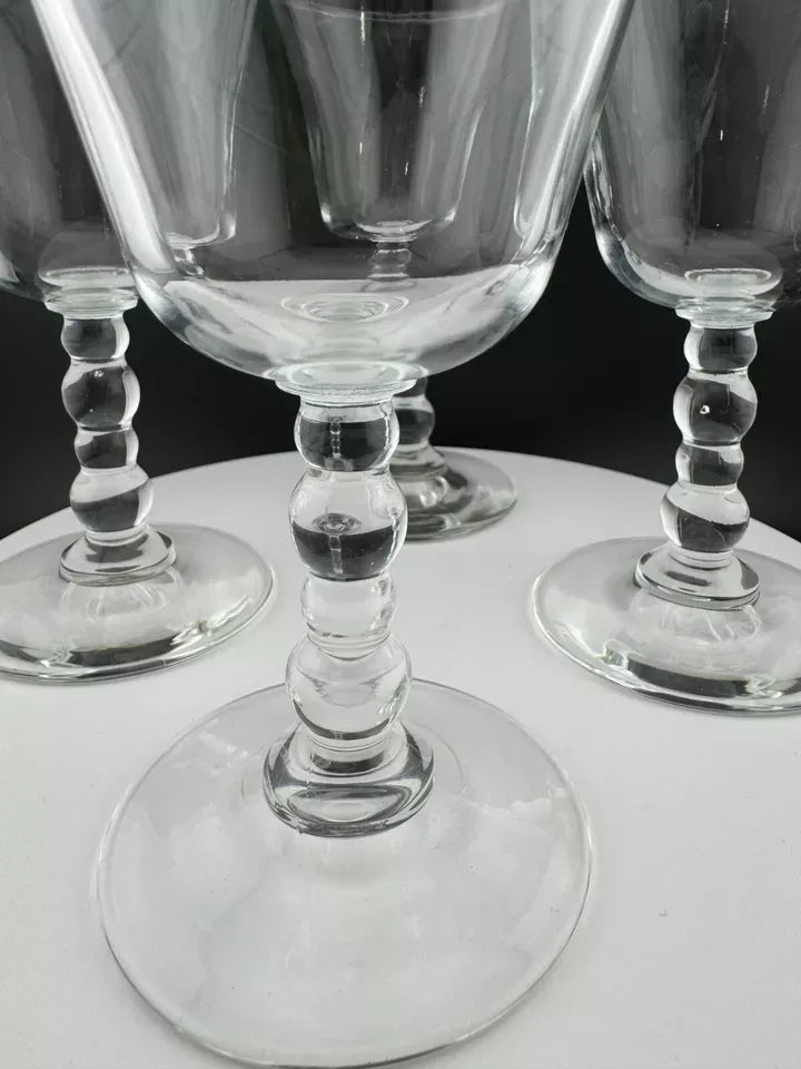 Vintage Knobbed Beaded Stem Stemware Sherry Glasses - Set of 6