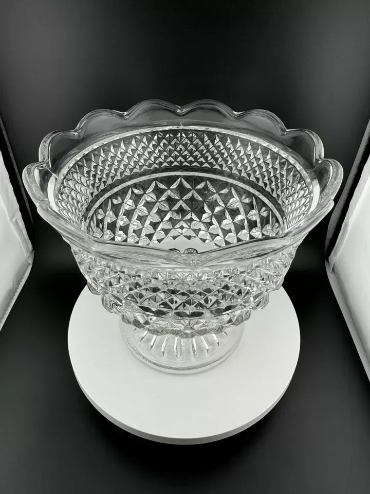 Vintage Anchor Hocking Wexford Clear Glass Footed Bowl
