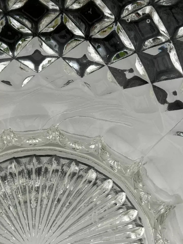 Vintage Anchor Hocking Wexford Clear Glass Footed Serving Bowl