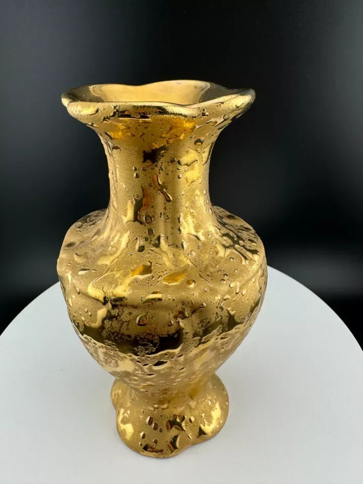 Mid Century Weeping Gold Piece - Urn Vase