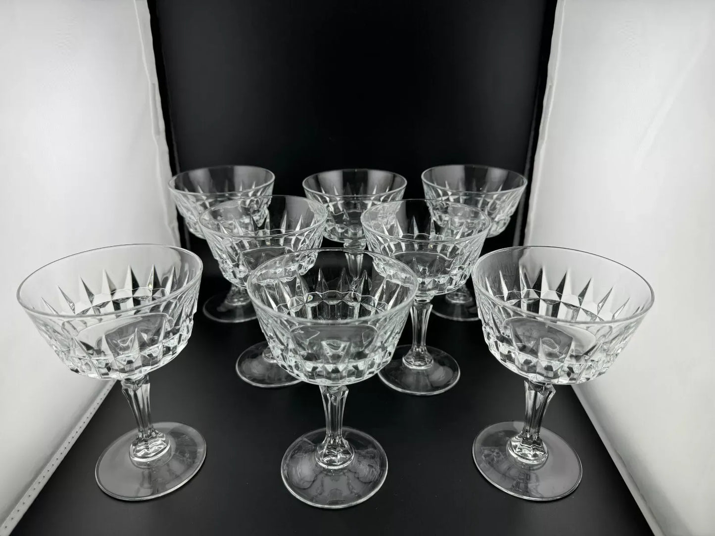 Vintage Clear Glass Stemmed Dessert Cups - Set of 8