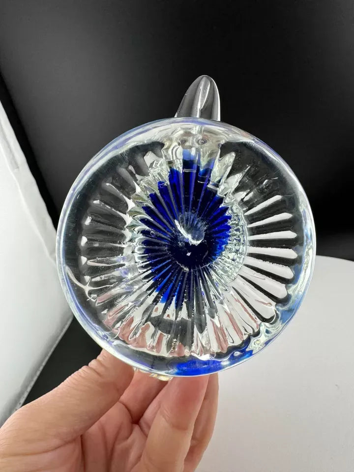 Glass Dolphin Paperweight, Clear & Blue