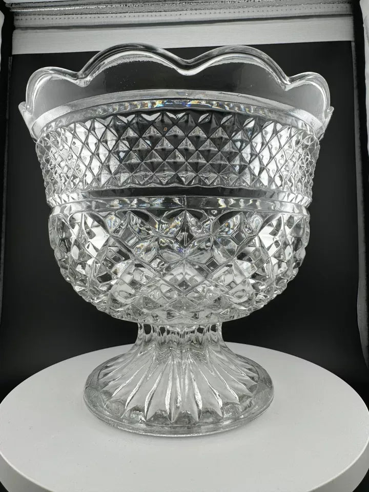 Vintage Anchor Hocking Wexford Clear Glass Footed Bowl