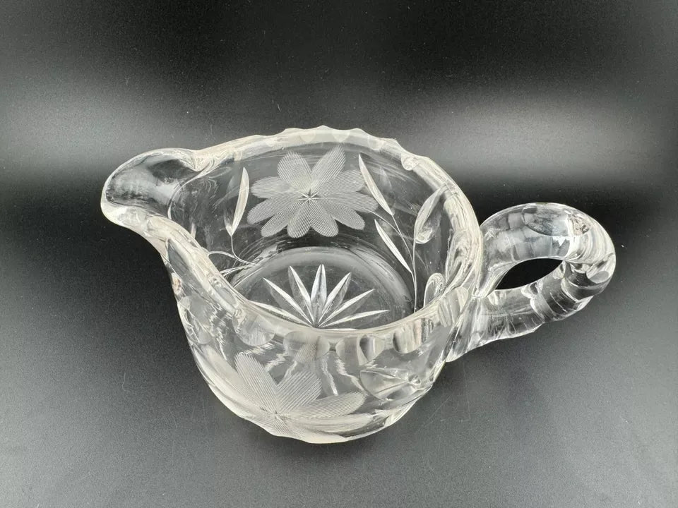 Vintage Pressed & Etched Glass Creamer