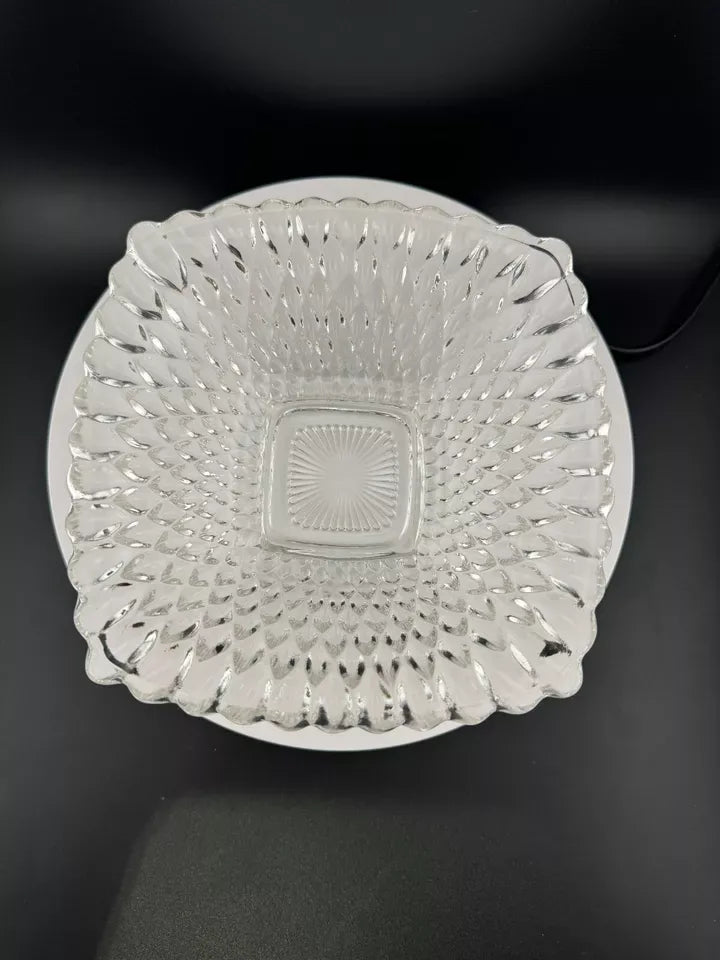 Vintage Indiana Glass Diamond Pattern Square Candy Dish