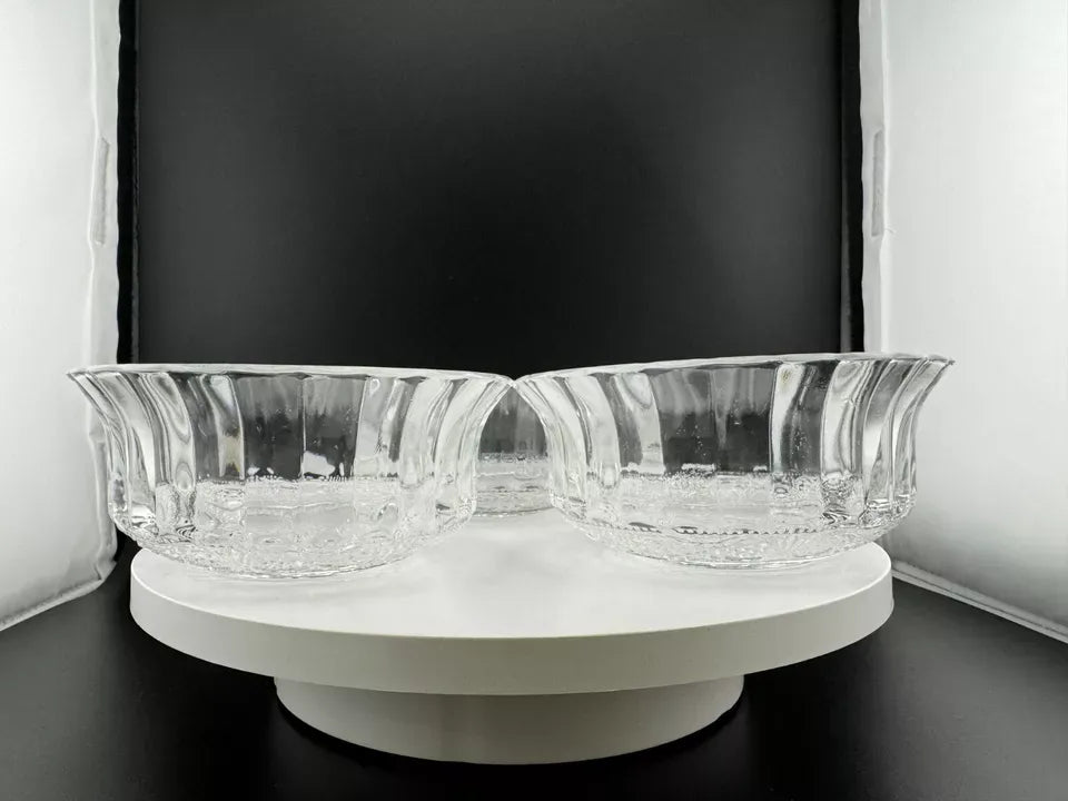 Vintage KIG Indonesia Clear Glass Fleur de Lis Dessert Bowl