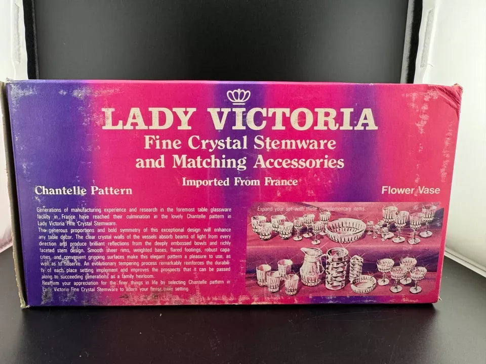 Lady Victoria Fine Crystal Vase Clear Chantelle Pattern with Box