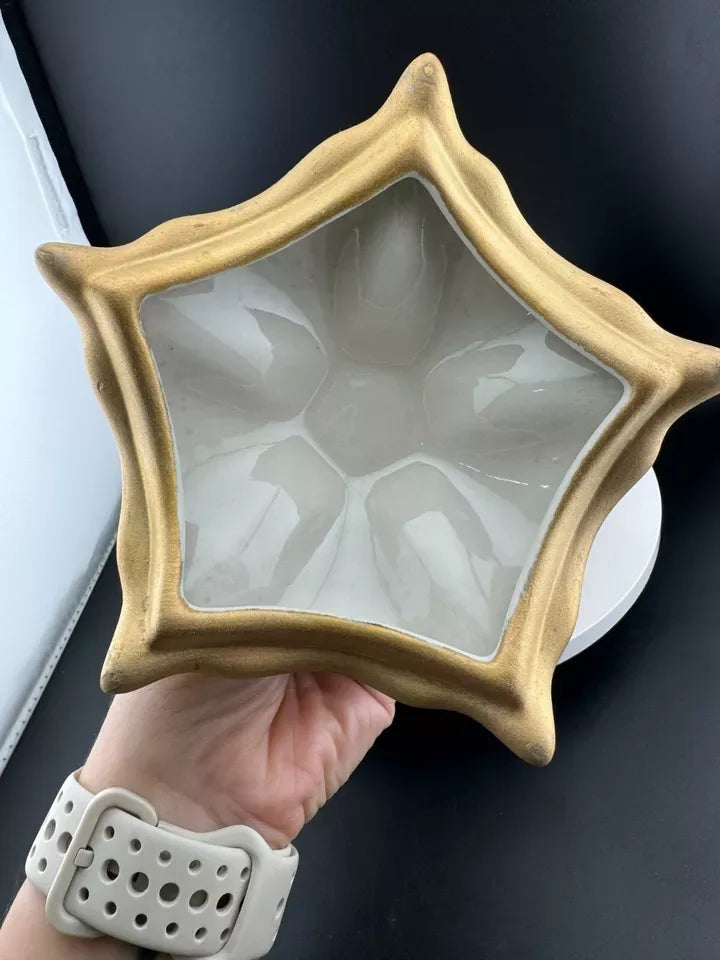 Mid Century Weeping Gold Piece - Footed, Lidded Dish