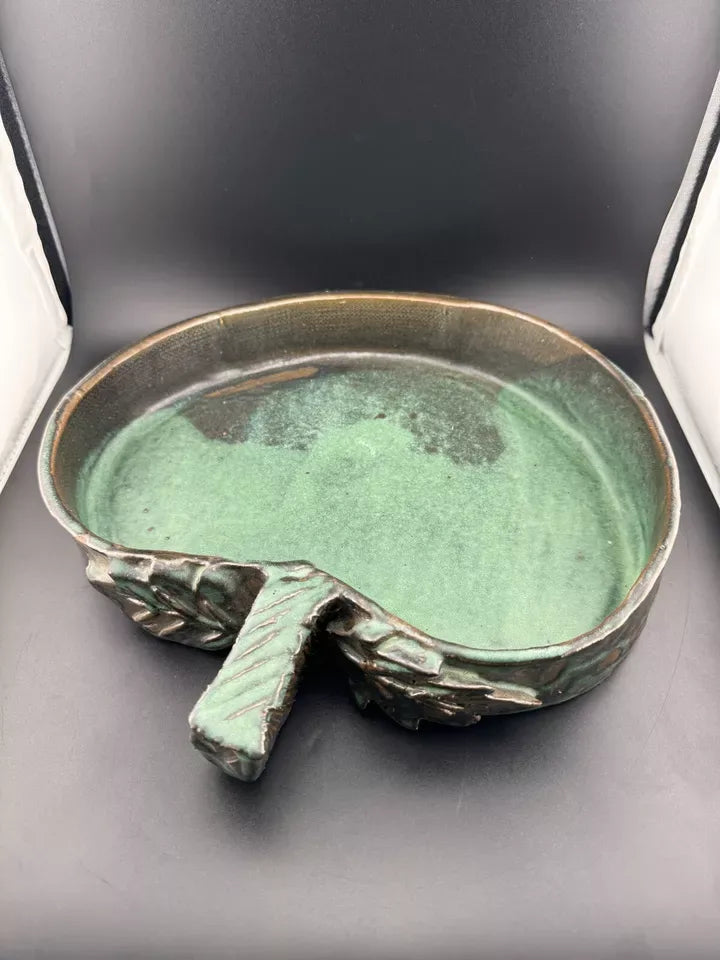 Handmade Pottery, Blue Apple Bowl or Serving Dish