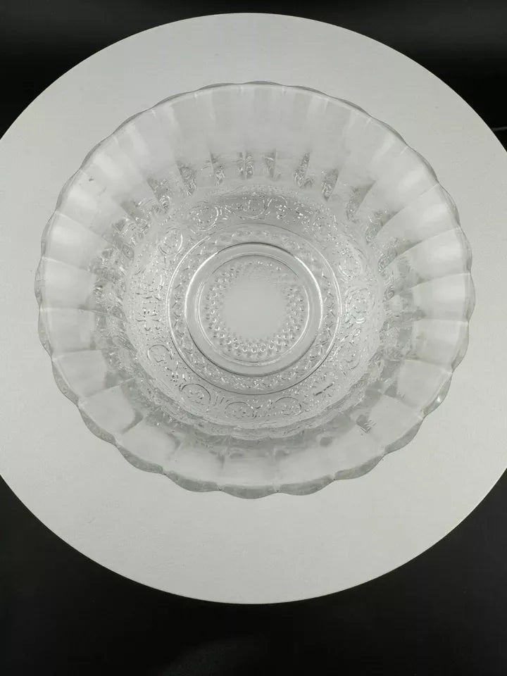 Vintage KIG Indonesia Clear Glass Fleur de Lis Dessert Bowl