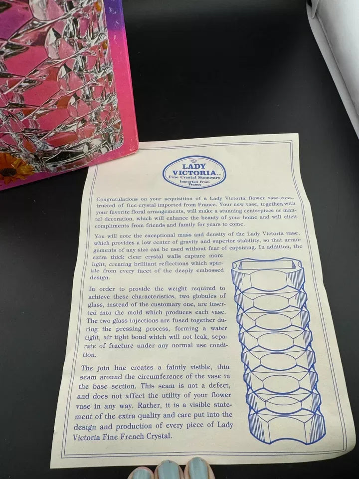 Lady Victoria Fine Crystal Vase Clear Chantelle Pattern with Box
