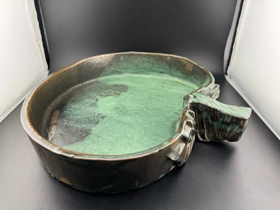 Handmade Pottery, Blue Apple Bowl or Serving Dish