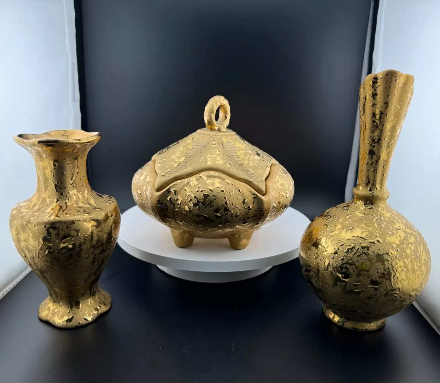 Mid Century Weeping Gold Piece - Urn Vase
