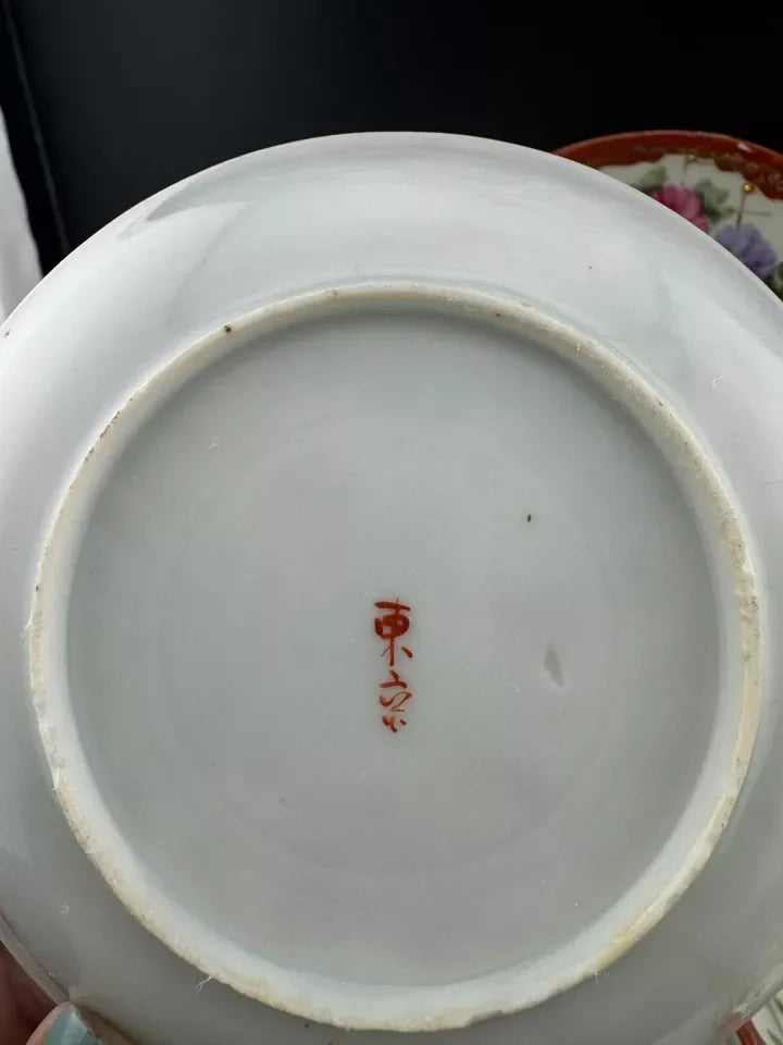 Vintage Set of Hand Painted Japanese Style Saucers