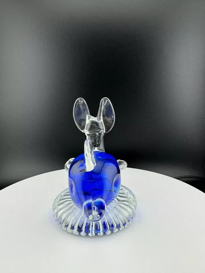 Glass Dolphin Paperweight, Clear & Blue