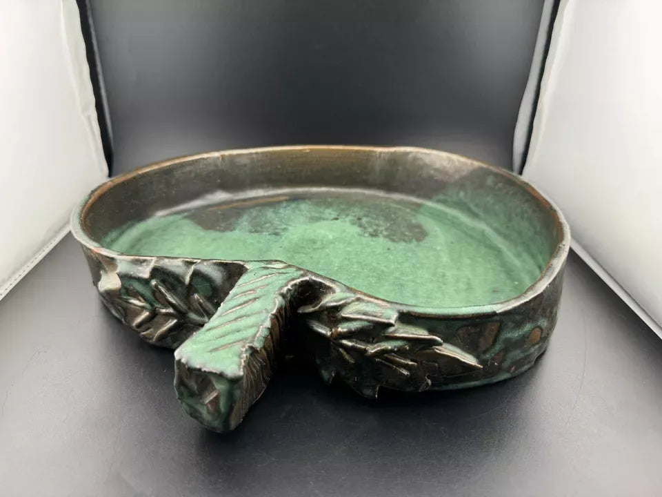 Handmade Pottery, Blue Apple Bowl or Serving Dish