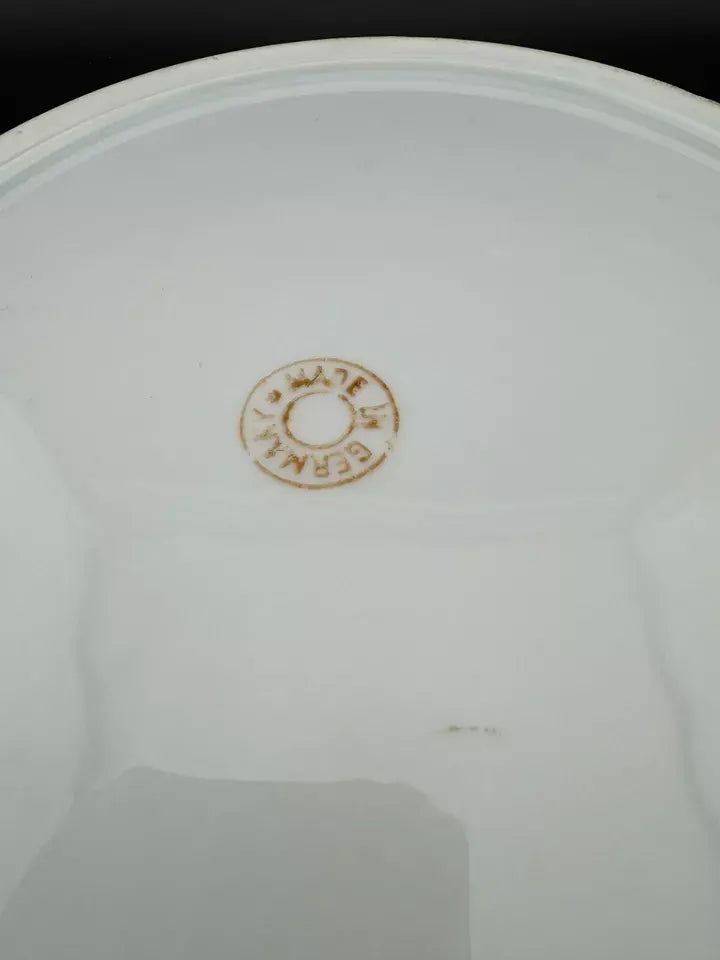 Vintage German Lusterware Round Handled Serving Plate