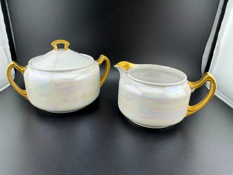 Vintage Lusterware Sugar Bowl and Creamer Set