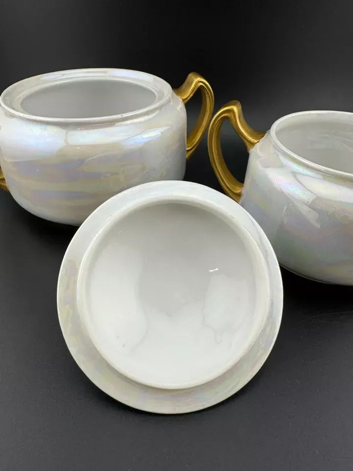 Vintage Lusterware Sugar Bowl and Creamer Set