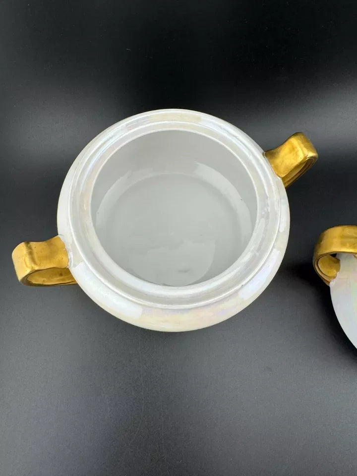 Vintage Lusterware Sugar Bowl and Creamer Set